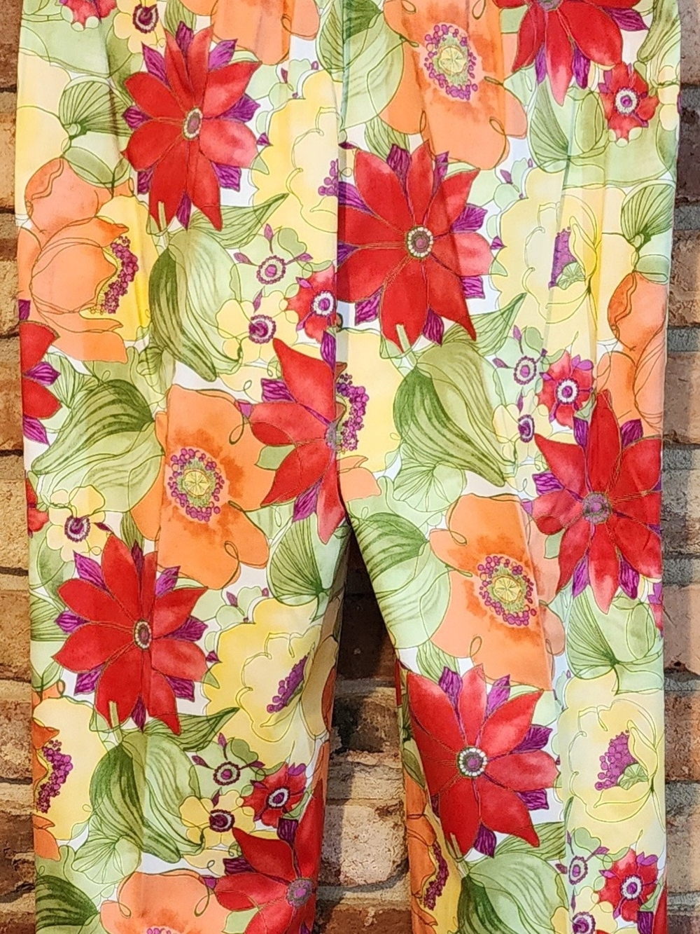 Talbots Orange, Red & Green Floral Petite Pants